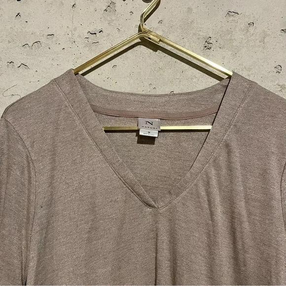 NWT Natori Speckled Interlock Long Sleeve Top Tan Brown SIZE Medium M - Picture 2 of 8